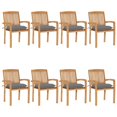 thumbnail image 1 of Sillas de jardín Casafoyer apilables, 8 unidades, con cojines de madera de teca, 1 of 5