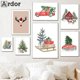 thumbnail image 4 of Cuadro sobre lienzo de árbol de Navidad para decoración del hogar, carteles nórdicos e impresiones, imagen de pared para habitación de bebés y niños, ciervo, camión, zorro, arte de pared, regalo, 4 of 4