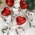 thumbnail image 6 of 12 PCS Valentine Ornaments Reflective Disco Ball Ornaments For Tree Red Silver Glitter Heart Shaped Ornaments Hanging Ornaments For Home Party Wedding Garden Decoration, 6 of 7