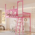 thumbnail image 3 of Nueva cama elevada de hierro forjado, loft multifuncional sencillo, alto y bajo, ahorro de espacio, marco de hierro para apartamento pequeño Nord, 3 of 4