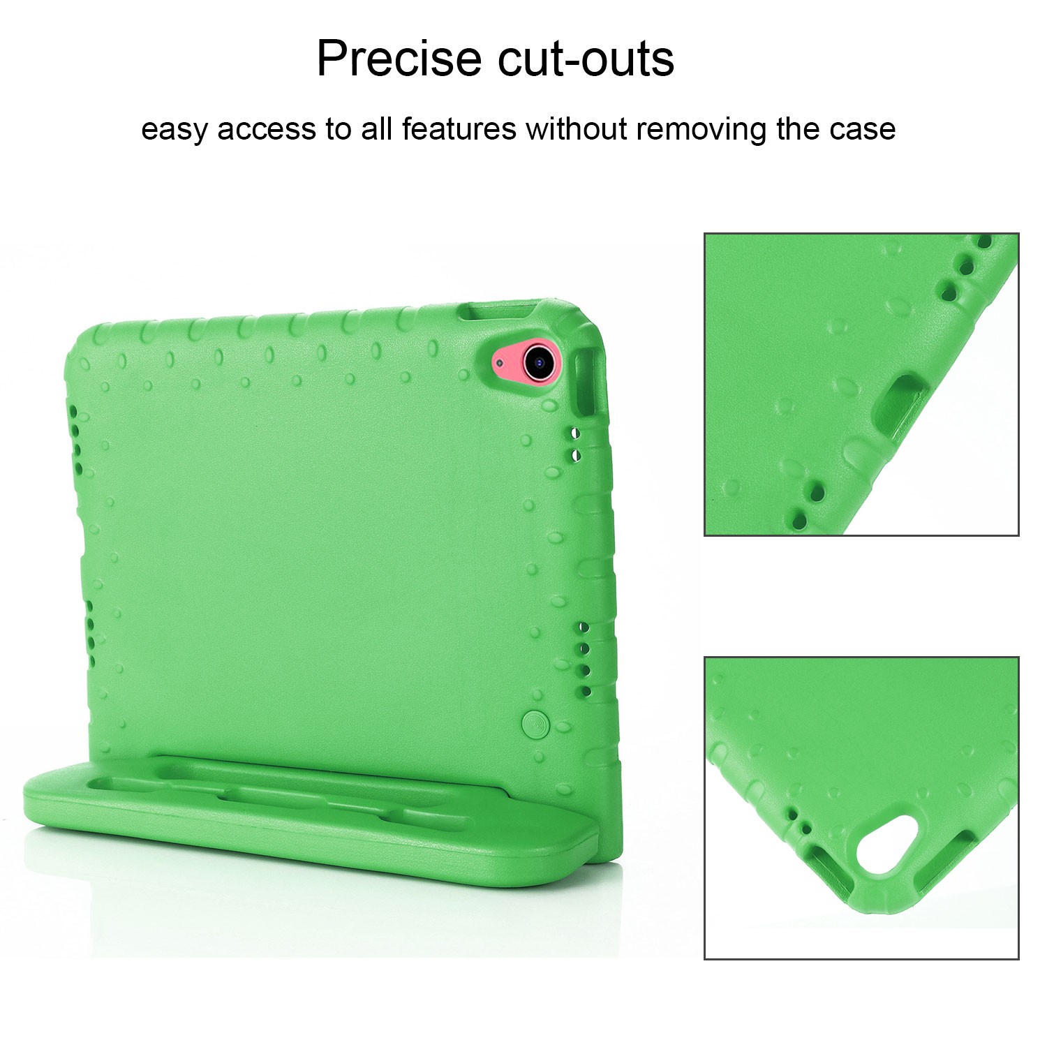 Tarise Kids Case for Apple iPad 10th Generation 10.9 inch 2022 with Pencil Holder/Foldable Convertible Handle/Kickstand Slim Lightweight Kid-Proof Soft EVA Foam Shockproof Rugged Stand Cover, Green