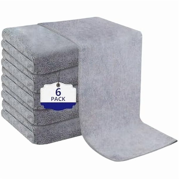 wonima11 Grey Salon Towels, Super Soft and Absorbent Microfiber Hair Towel for Salon, Bath, Spa, Pool and Home, 27 inch X 16 inch (Grey - 6 Pack)