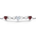 thumbnail image 2 of Gem Stone King 18K Yellow Gold Plated White Moissanite and Red Garnet Tennis Bracelet for Women | 2.00 Cttw | Gemstone Birthstone | Heart Shape 6MM and 5MM | Fully Adjustable up to 9 inch, 2 of 3