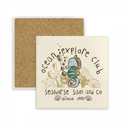 

Hippocampus Marine Life Cartoon Pattern Square Coaster Cup Mat Mug Subplate Holder Insulation Stone