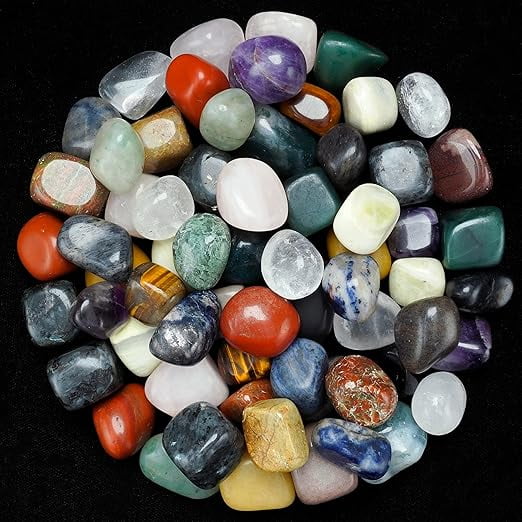 Assorted Tumbled Stones - Reiki Chakra Healing - Decorative Pebbles & Vase Fillers - Tumble Stone for Jewellery, Vastu Correction - Home Office Decor -Gift Item - 13 Pieces Set