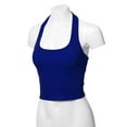 thumbnail image 5 of A2Y Women's Halter Neck Heavy Rib Rayon Spandex Crop Top Royal Blue S, 5 of 6
