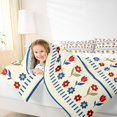 thumbnail image 3 of jejeloiu Folk Floral Full Size Comforter Sets For Girls,Simple Print Bedding Comforter Set,Red Blue Beige,Reversible,3pcs,1 Comforter and 2 Pillowcases, 3 of 7