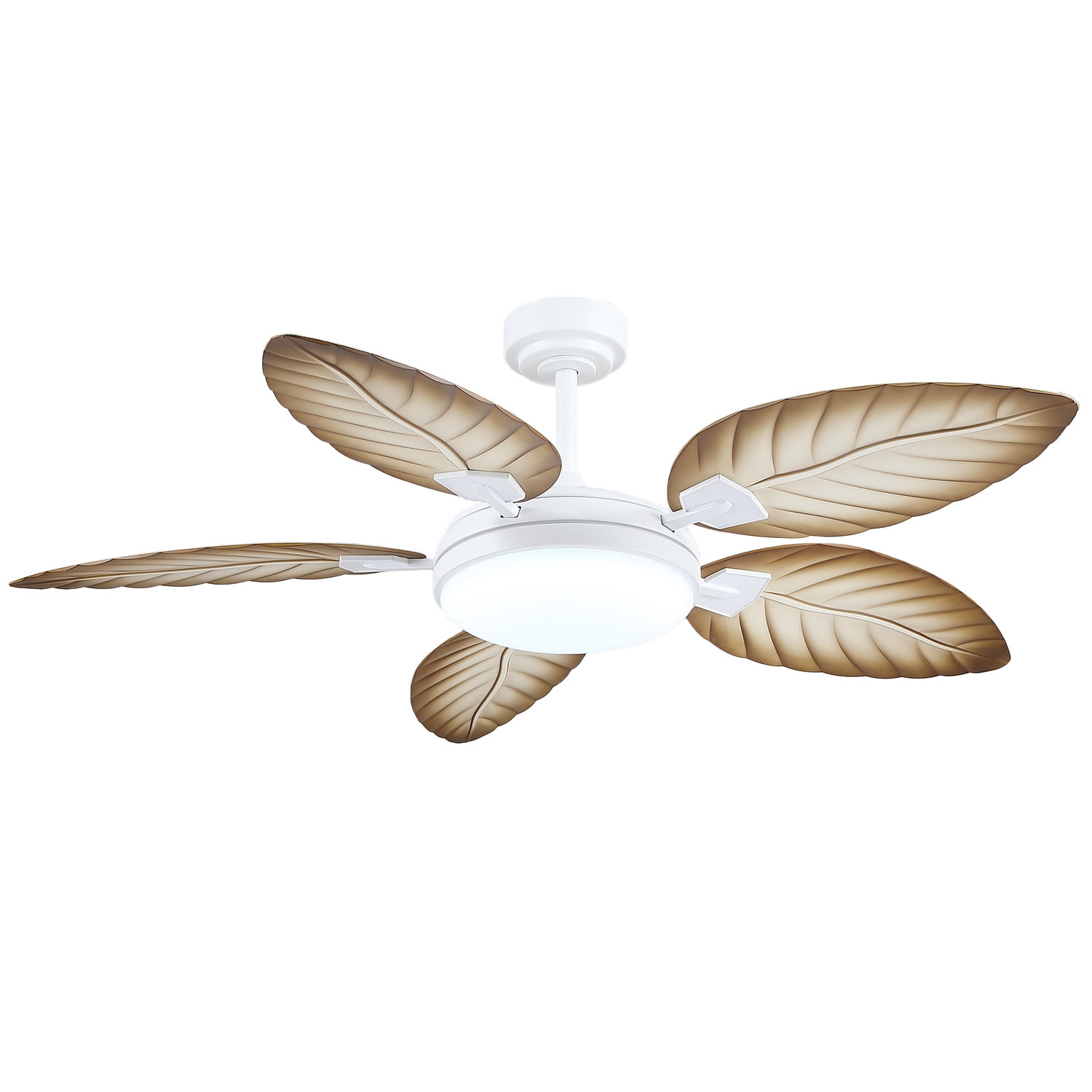 Phorus 52" Tropical Ceiling Fan with Dimmable LED Light & Remote, Quiet DC Motor, 6 Speeds, Reversible, App Control – For Indoor & Covered Outdoor Patio, Porch, Bedroom