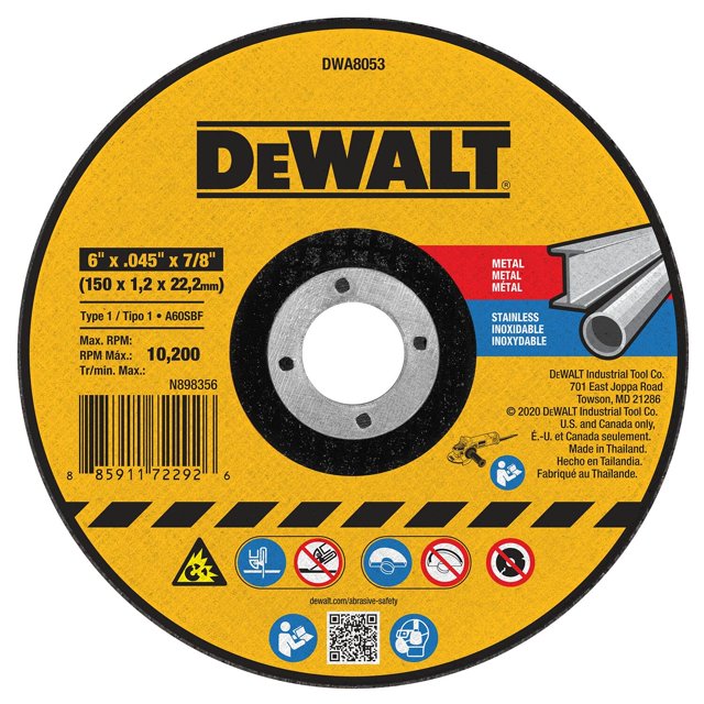 Disco de corte DEWALT DWA8053 15,24 cm x 1,14 mm x 2,22 cm T1