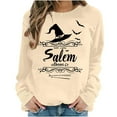 thumbnail image 2 of qelini Women's Sweatshirts No Hood Halloween Long Sleeved Oversized Crewneck Sweatshirt Women Plus Size Novelty Print Spooky Season Halloween Day Event Pullover Fall Winter Loose Tops Yellow L, 2 of 6