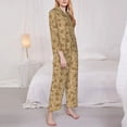 thumbnail image 3 of Fotbe Brown Flowers Pattern Long Sleeve Pajama Set for Women,Sleepwear Set,2-piece Loungewear Set,Soft PJs Comfy Nightwear with Pockets -X-Large, 3 of 7