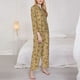 thumbnail image 3 of Fotbe Brown Flowers Conjunto de Pijama de Manga Larga para Mujer con Estampado, Ropa de Dormir de 2 Piezas, Conjunto de Casa Suave y Cómodo con Bolsillos-Medium, 3 of 7