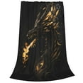 thumbnail image 2 of Pofeuu Black And Gold Fire Dragon Print Ultra-Soft Micro Fleece Blanket,for Bed Or Sofa,All Season Throw Blankets Flannel Blanket-80"x60", 2 of 7