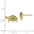thumbnail image 3 of Auriga 14k Yellow Gold Green Enamel Turtle Stud Earrings for Women(Length-7mm), 3 of 5