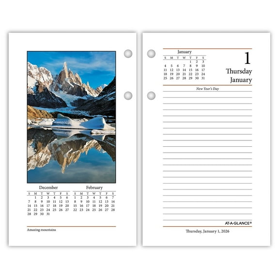 2026 AT-A-GLANCE Photographic 6" x 3.5" Desk Calendar Refill Pages (E417-50-26)