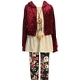 thumbnail image 2 of Little Girls Long Sleeve Outerwear Top Blouse Pant Girls Clothing Set Outfit Burgundy 4 (J20KS99), 2 of 5