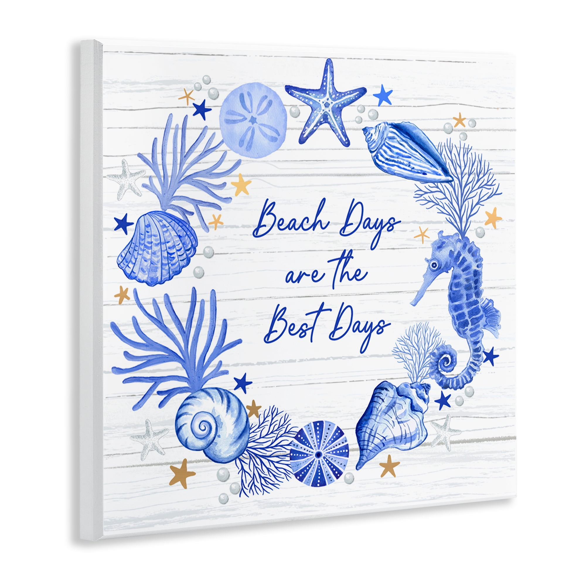 Stupell Industries Beach Days Best Wreath Nautical & Beach Painting Unframed Art Print Wall Art, 12 x 12