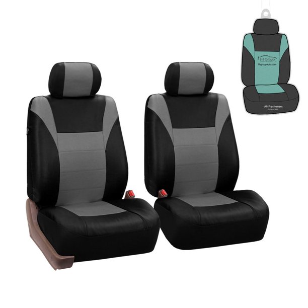 FH Group Racing Faux Leather Front Set Car Seat Covers with Bonus Air