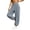 Gray, variant on Womens Textured Crinkle Fabric Harem Pants Smocked High Waist Dual Large Side Pockets Elastic Cuffed Ankle Loose Baggy Solid Color Casual Summer Beach Lounge Trousers