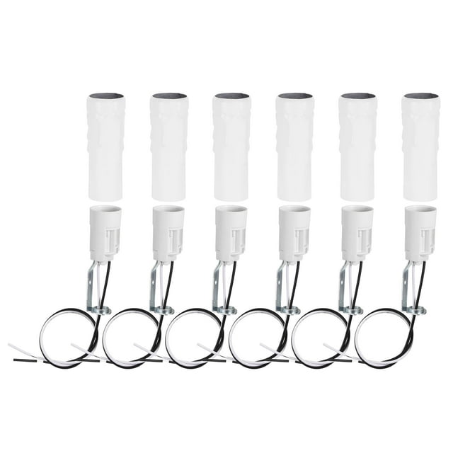 Unique Bargains E14 Bulb Socket with Wire 3 Inch Tall White Candle Covers Kit, 6 Sets