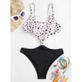 thumbnail image 2 of ZAFUL for Women Swimwear Animal Print Knotted Cut Out One-piece Swimsuit Black XL, 2 of 5