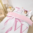 thumbnail image 3 of Erosebridal Girls Pink Bow Twin Bedding, W Letter Duvet Cover Set, Princess Style Bedroom Decor, Pink Reversible 2-Piece, 1 Duvet Cover and 1 Pillowcase (No Comforter), 3 of 6