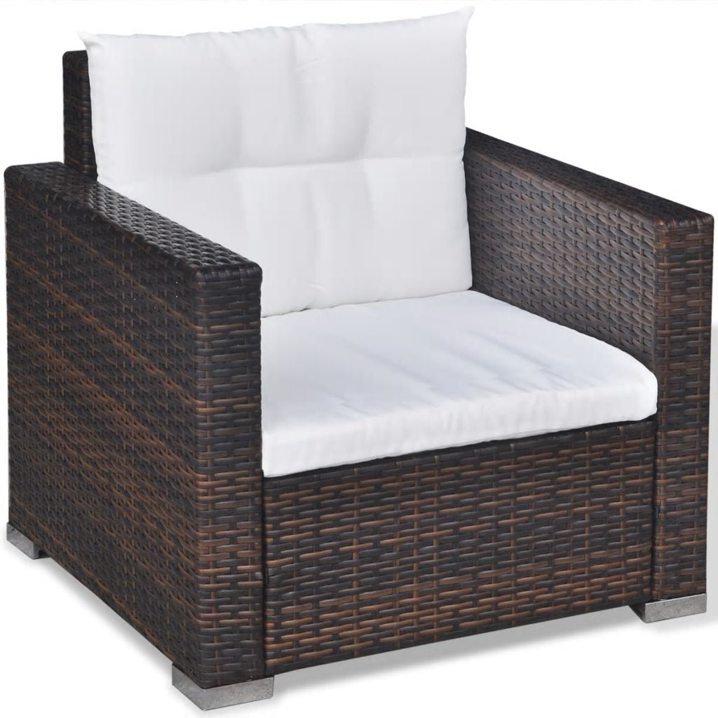 Kepooman Outdoor Patio Rattan Sectional Sofa Set with Cushion & Glass Table, Set of 6, Brown Kepooman Outdoor Patio Rattan Sectional Sofa Set with Cushion & Glass Table, Set of 6, Brown