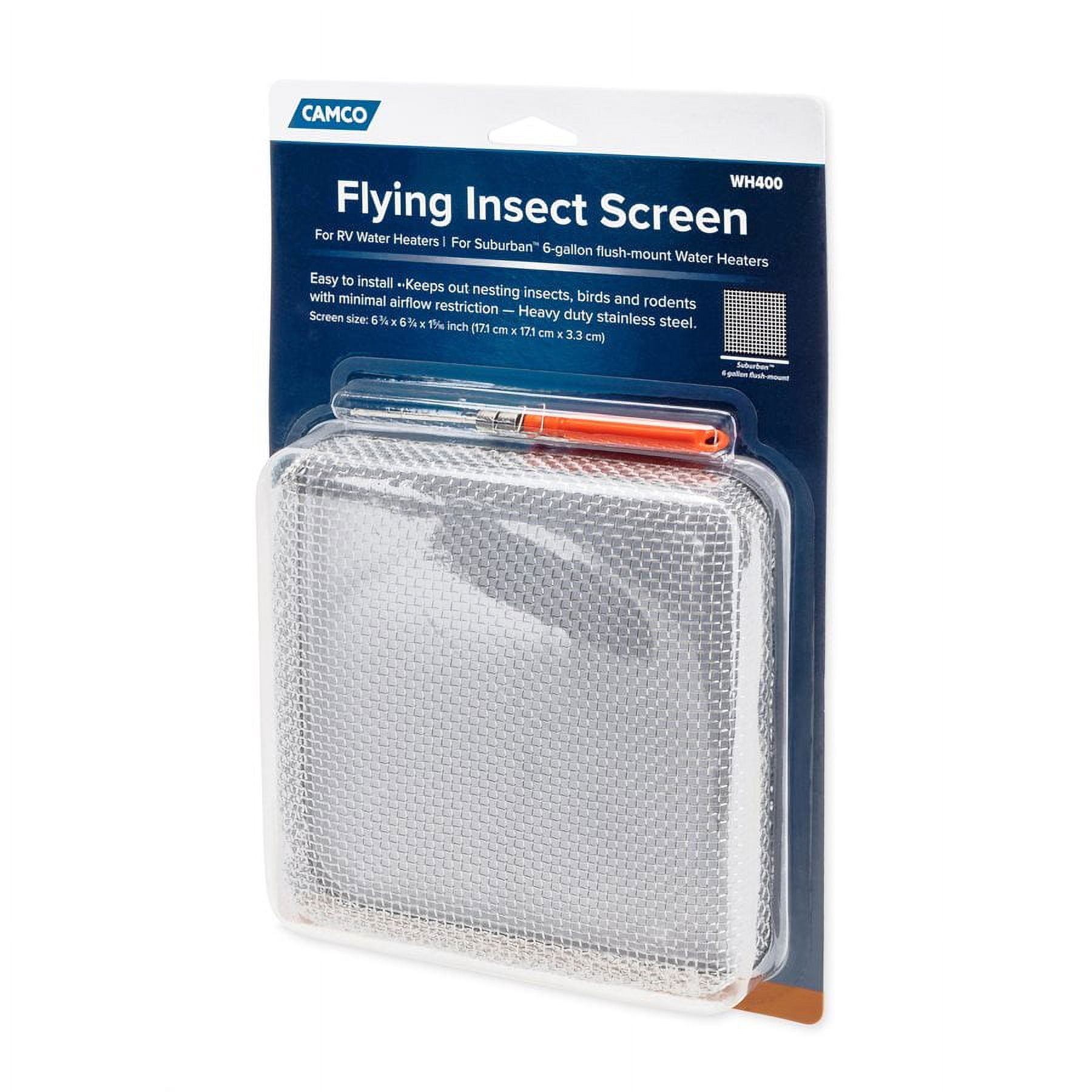 Camco Camper/RV Water Heater Flying Insect Screen | Features a Heavy-Duty Stainless Steel Mesh Cover (42151)