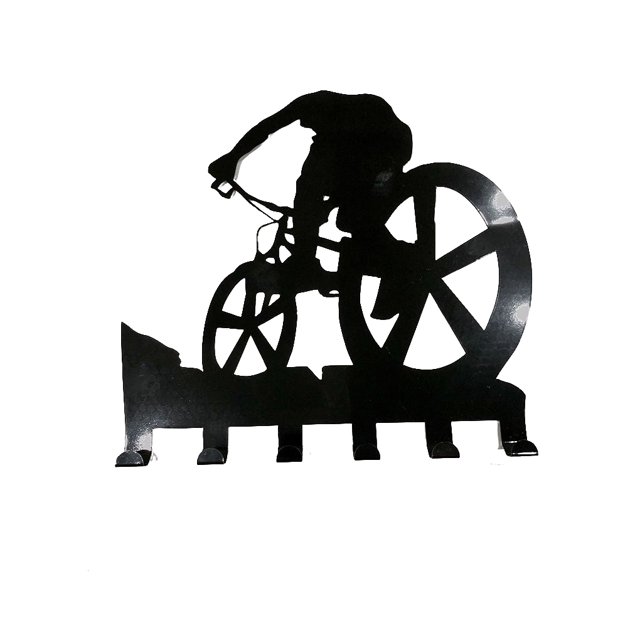 Moyic Estante para bicicleta de montaña, soporte para bolsa de toalla montado en la pared con 6 ganchos, colgador de decoración artística Almacenamiento y organización del hogar