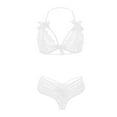 thumbnail image 5 of Mrat Lingerie Set Women Lace Strappy Bra and Panty Set Two Piece Crotchless Lingerie S-28 White S, 5 of 6