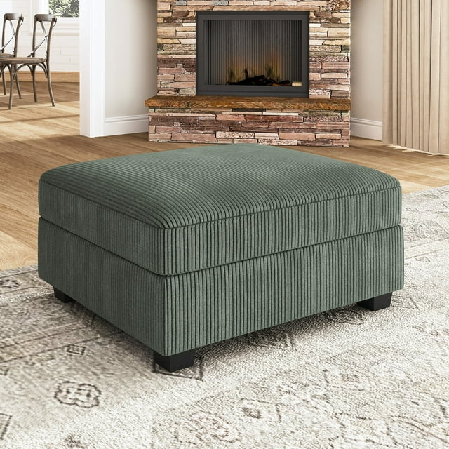 HONBAY Ottoman de Canapés Sectionnels Modulaires en Velours Côtelé, Vert