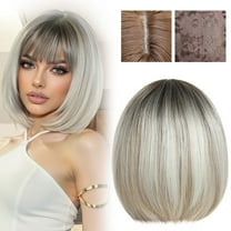 WEIWEIGG Wigs for Women, Air Bangs, Glueless Synthetic with Natural Density, 9.8 Inch Heat Resistant Natural Synthetic Wig for Daily Use Gradient Gold