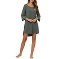 thumbnail image 1 of INSPIRE CHIC Pyjama pour Femme Col Rond Manches Longues Vêtement de Nuit Robe de Détente Douce G Gris, 1 of 5