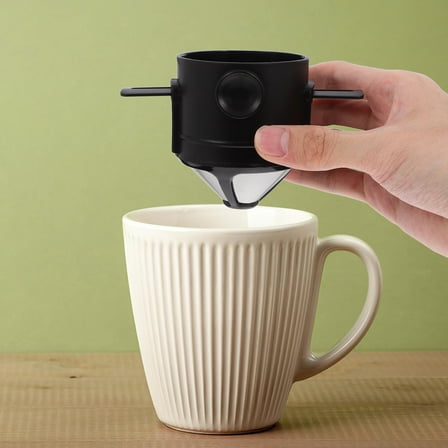 OFFIGAM Travel Coffee Maker With Reusable Cone Coffee Filters Black Color 1Pack