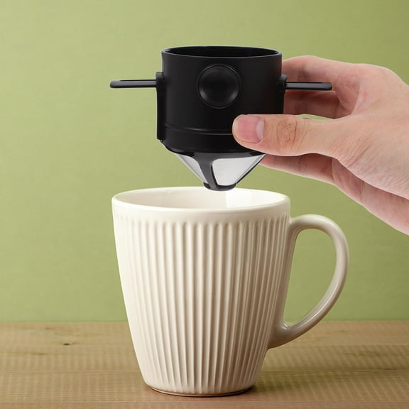 OFFIGAM Travel Coffee Maker With Reusable Cone Coffee Filters Black Color 1Pack