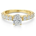 thumbnail image 2 of Gem Stone King 1.88 Cttw IGI Certified Lab Grown Diamond in 14K Yellow Gold Engagement Ring for Women | Oval Center Diamond 1.00 Ct | E-F Color | VS1-VS2 Clarity | Size 6, 2 of 6