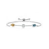 Keren Hanan 925 Sterling Silver 3 Stone Created Moissanite Fully Adjustable Bracelet by Gem Stone King Oval Round Octagon Sapphire Lab Grown Diamond and Created Moissanite (2.03 Cttw)