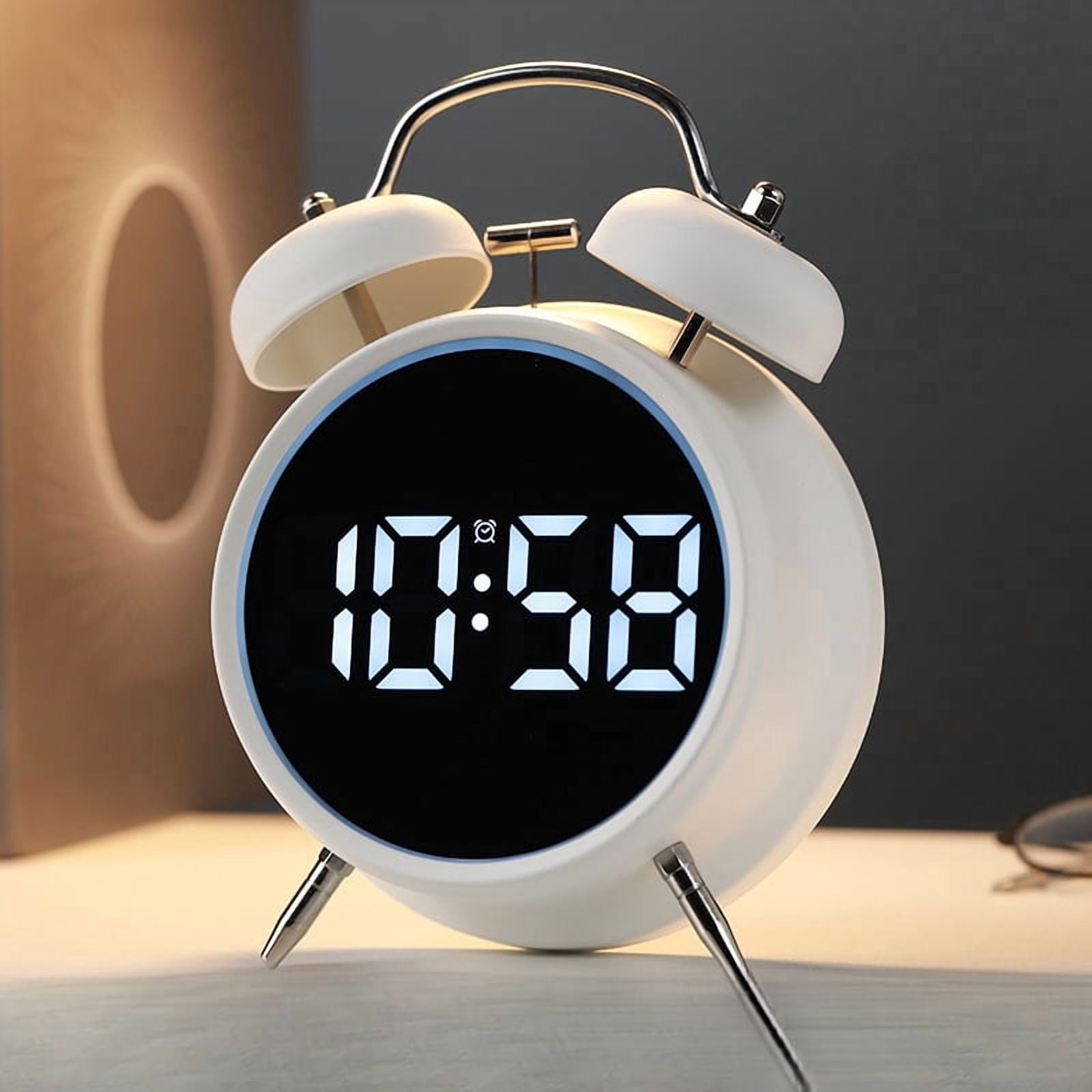 Ultra-Loud Alarm Clock with Powerful Metal Chime Essential for Heavy Sleepers Multi-Functional Plug-In Alarm Clock