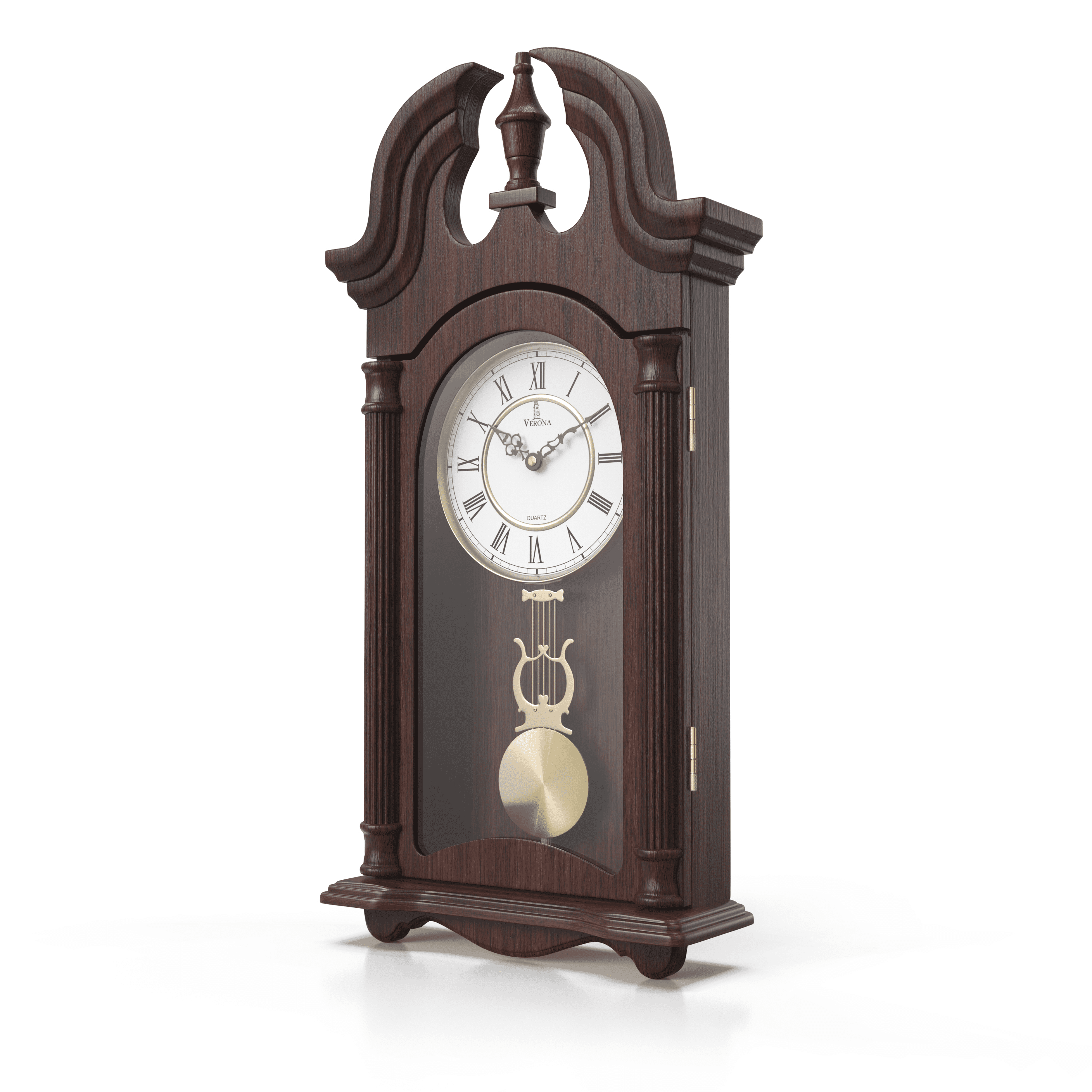 Wooden Pendulum Wall Clock Battery Operated Schoolhouse Regulator Clock Quiet 