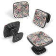 thumbnail image 2 of 4 Pcs Cabinet Handle Drawer Pulls Flowers in Bloom Knobs with Screws Square Furniture Office Cabinet Knob Decoration, 2 of 7