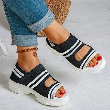 

Inkach Ladies Summer New Open-Toed Wedge High-Heel Casual Sndals