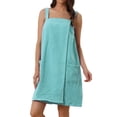 thumbnail image 1 of Bata de baño de felpa para mujer Inspire Chic, bata de spa para gimnasio, piscina, ducha, toalla de baño, vestido de ducha L color teal, 1 of 6