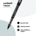 thumbnail image 2 of Bolígrafo Uni-Ball Vision Micro de 0,5 mm, color negro, paquete de 4 unidades, 2 of 8