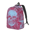 thumbnail image 2 of XMXT Backpack for School Work, Vintage Aged Floral Skull Pattern Canvas Bookbag Travel Bag for Women Men, s Pink, 2 of 7