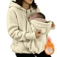 thumbnail image 6 of mgoYE Women's Zip Up 3 in 1 Maternity Ba’by Wearing Hoodie Sweatshirt Jacket(Beige,M), 6 of 9
