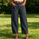 thumbnail image 5 of Neewe Womens High Waist Pants Wide Leg Ankle Casual Button Waist Vacation with Pockets Daily Outfits, 5 of 6