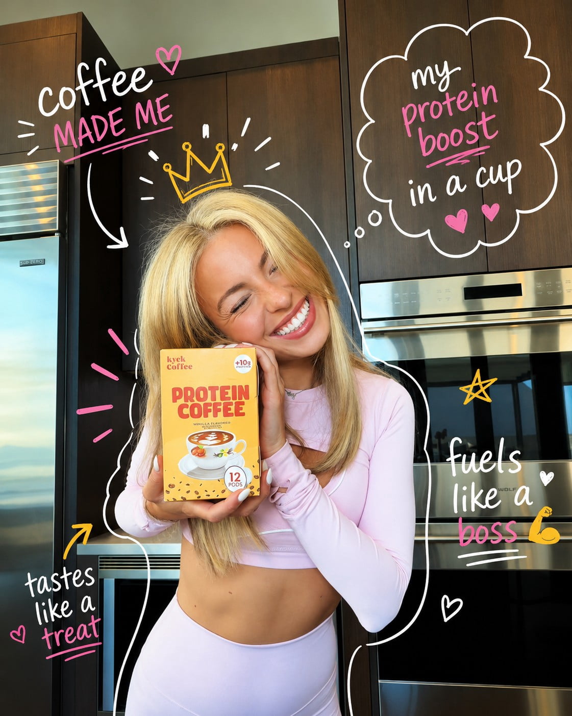 Kyck Coffee Protein K-Cups Pods (12 Count) – 10g Whey Protein per Cup, High Caffeine, Premium High-Protein Coffee Pods, Compatible with All Brewers