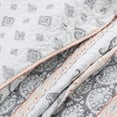 thumbnail image 2 of Cozy Line Home Fashions Light Blue, Coral, Gray Leaf Microfiber Reversible 3-Piece Quilt Set, 2 of 3
