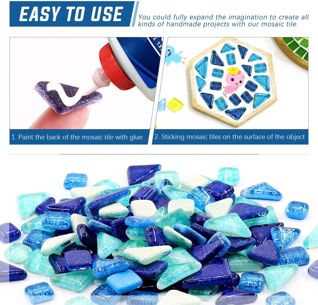 Mosaic Crystal Glitter Glass Mosaic Tiles,Mixed Colors Sizes,450g Home Decor 