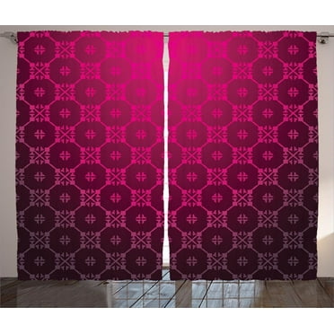 Ambesonne Damask Curtains 2 Panel Set, Medieval Style Stripes, 108" x 84", Magenta
